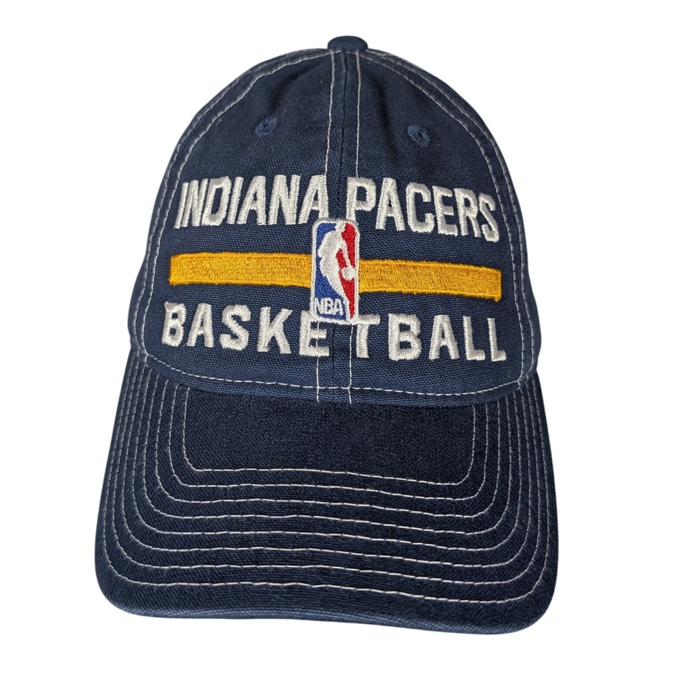 Indiana Pacers Basketball Navy Blue Adidas Baseball Cap Velstrap Hat NBA